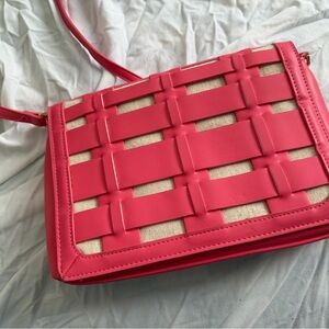 Pink Woven Crossbody Bag